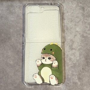 Cute Cat in Dinosaur Costume Clear Phone Case - for Samsung z flip 6
